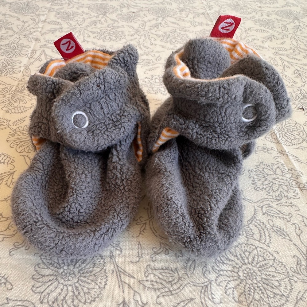 Gray Fleece Baby zutano Booties 18 mo